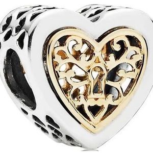 Pandora Two-Tone Gold and Silver Heart Charm Bracelet Spacer